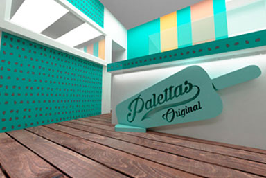 Trabajo diseño y animación 3D para tienda Palettas. Triciclo publicidad agencia de publicidad en Granada